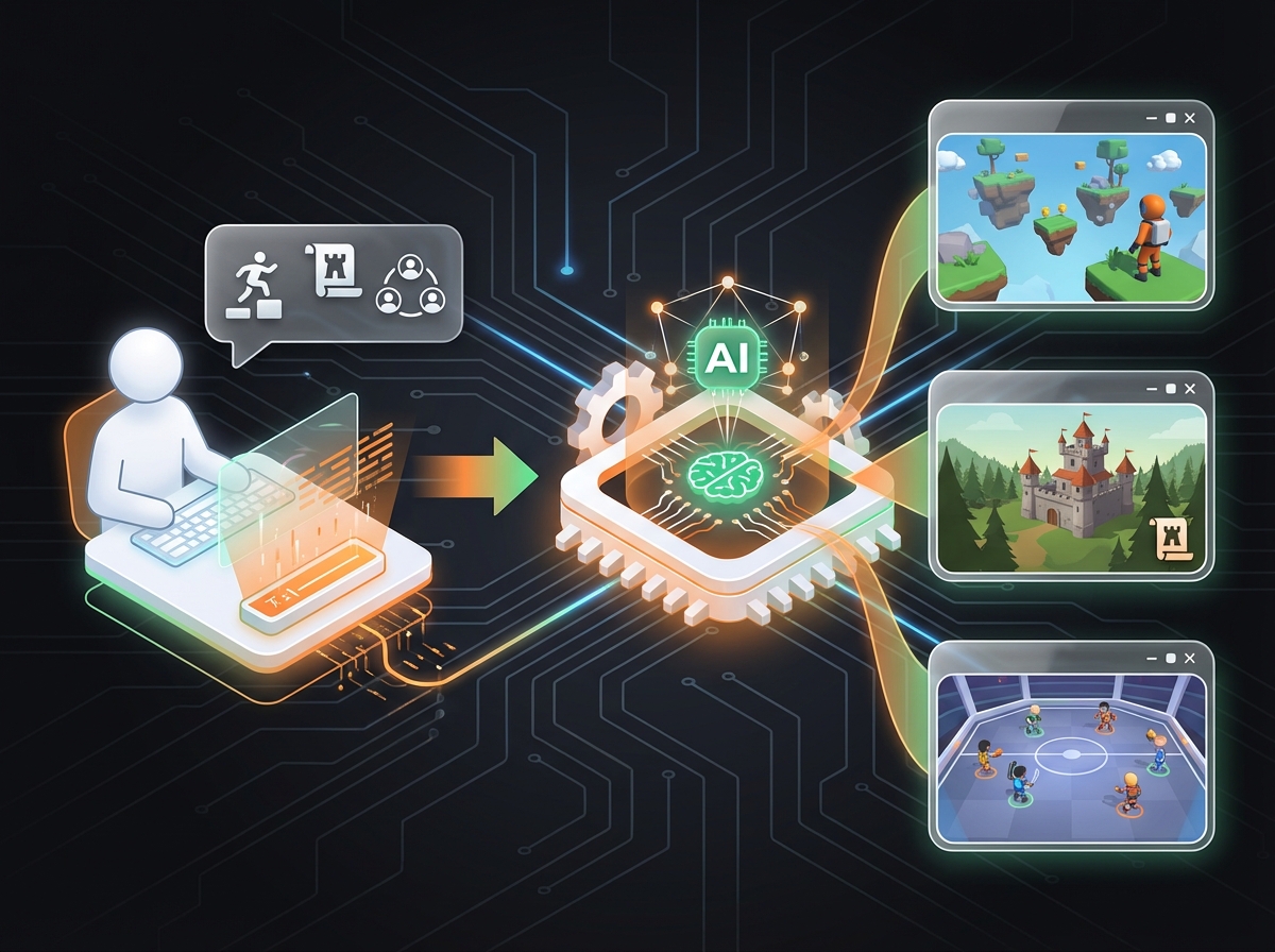 Illustration for: Describe Your Vision. AI Builds Your World.